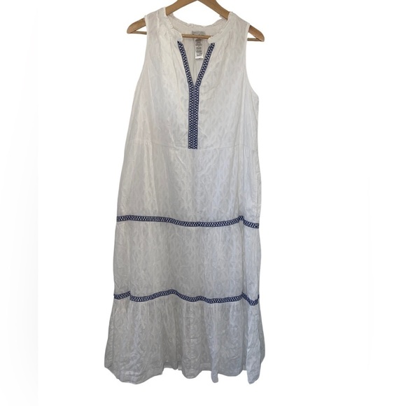 Tommy Bahama 281524 Split Neck Midi Dress in White, Size L - Picture 2 of 4